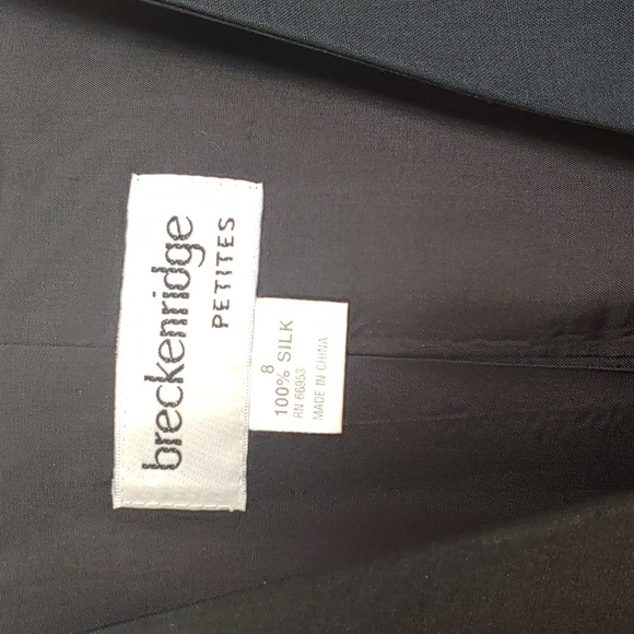 Breckenridge Petites Navy 100% Silk Blazer Size 8 Petite - Picture 2 of 5